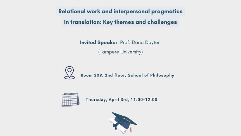 Διάλεξη  “Relational work and interpersonal pragmatics in translation: Key themes and challenges”  - Prof. Daria Dayter